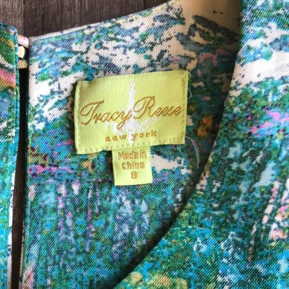 Anthropologie Tracy Reese Impressionist Green Floral Abstract Dress 8 - Picture 8 of 12